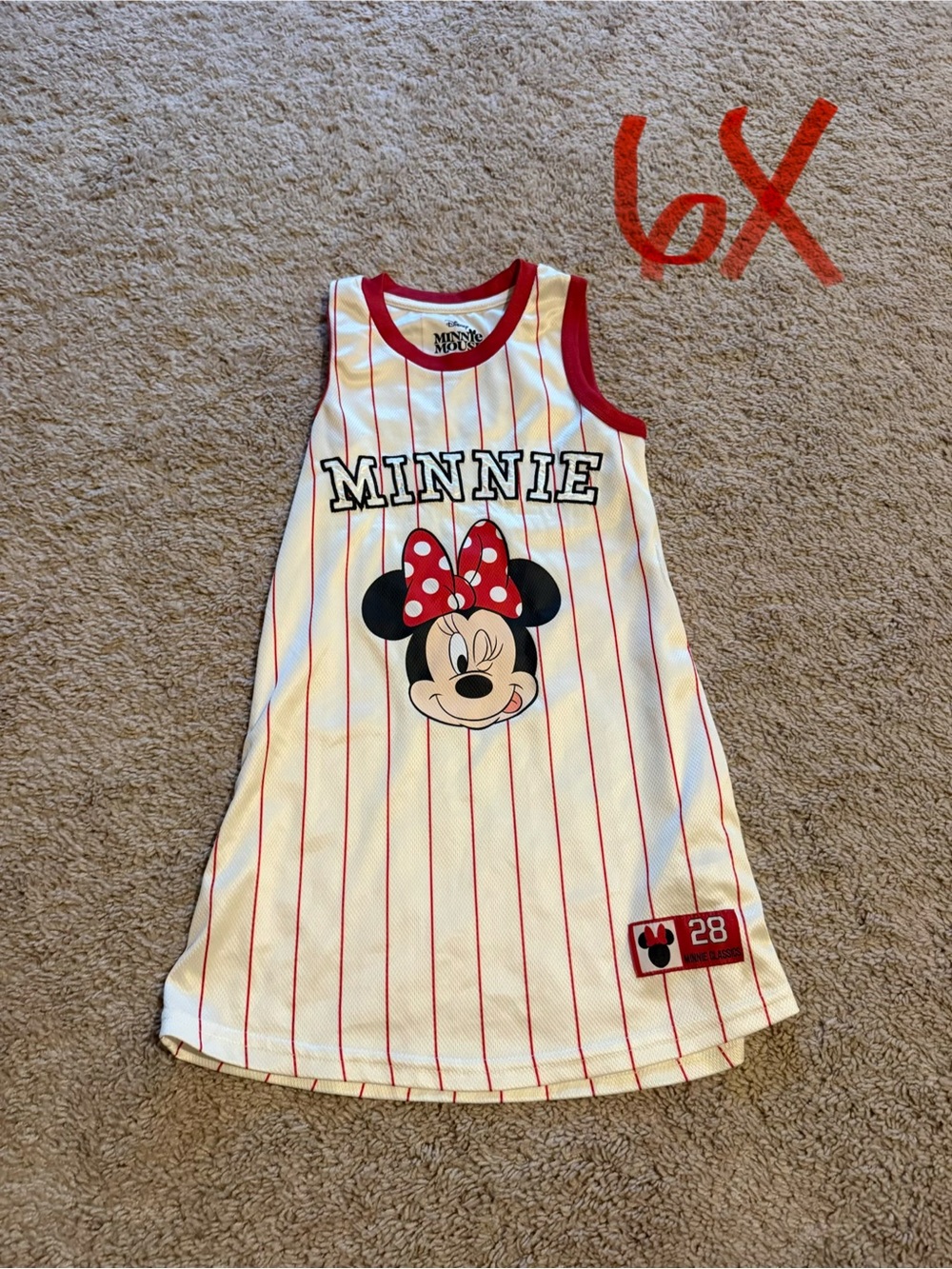 Disney Minnie Mouse White and Red Sleeveless Jersey dress